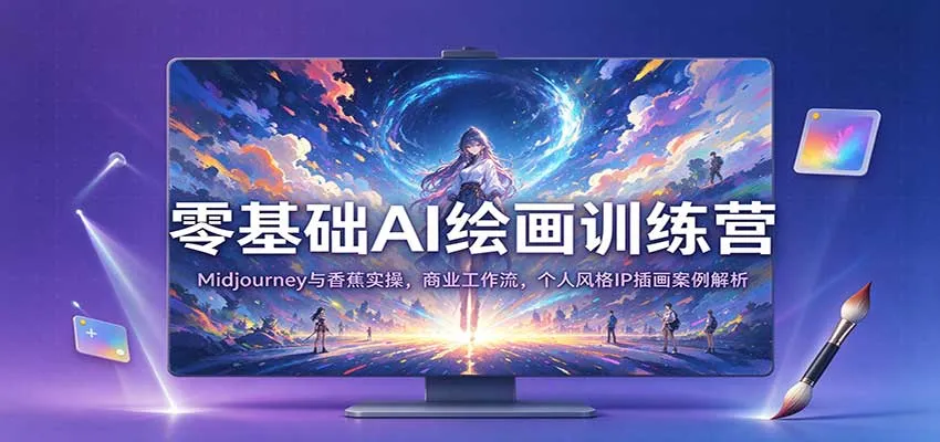 零基础AI绘画训练营:Midjourney与香蕉实操,商业工作流,个人风格IP插画案例解析-706资源网