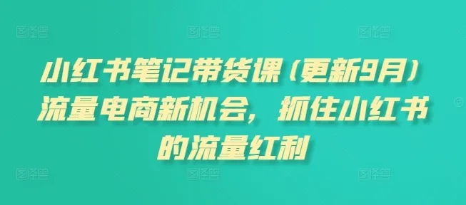 小红书笔记带货课，流量电商新机会，抓住小红书的流量红利(更新26年2月)-706资源网