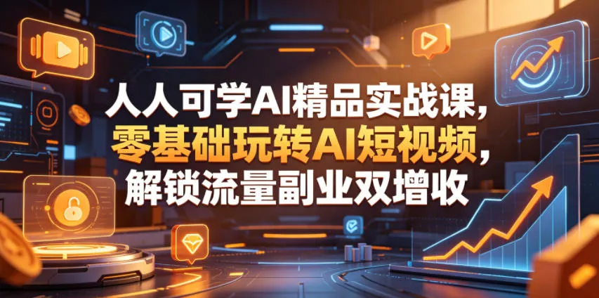 人人可学AI精品实战课,零基础玩转AI短视频,解锁流量副业双增收-706资源网