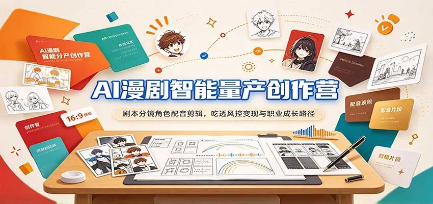 AI漫剧智能量产创作营:剧本分镜角色配音剪辑,吃透风控变现与职业成长路径-706资源网
