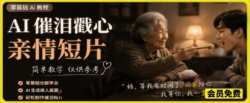 AI催泪戳心亲情短片,零基础AI教程,简单教学仅供参考