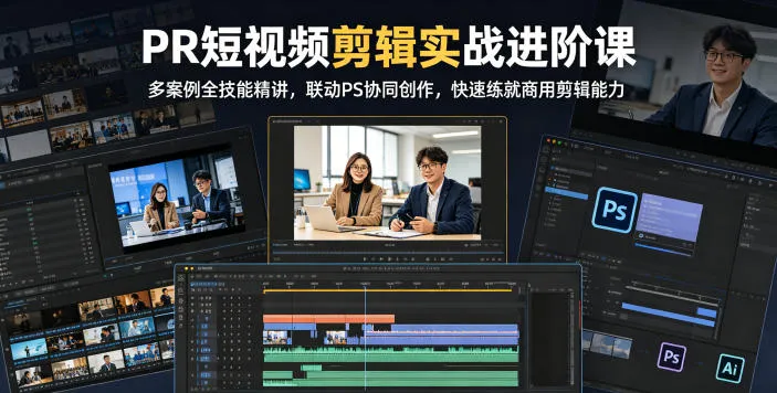 PR短视频剪辑实战进阶课,多案例全技能精讲,联动PS协同创作,快速练就商用剪辑能力-706资源网
