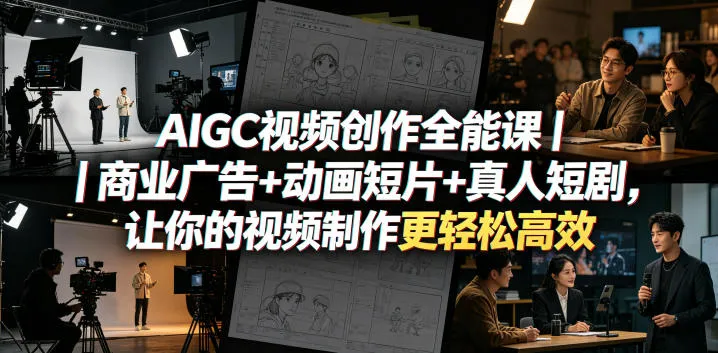 AIGC视频创作全能课｜商业广告+动画短片+真人短剧，让你的视频制作更轻松高效-706资源网