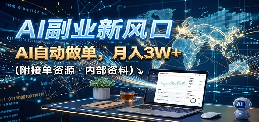 AI副业新风口，AI自动做单，月入3W+，附接单资源-706资源网