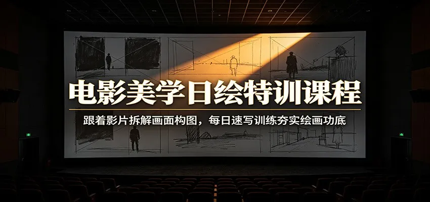 电影美学日绘特训课程：跟着影片拆解画面构图，每日速写训练夯实绘画功底-706资源网