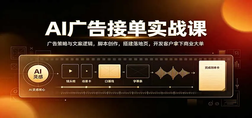 AI广告接单实战：广告策略与文案逻辑，脚本创作，搭建落地页，开发客户拿下商业大单-706资源网