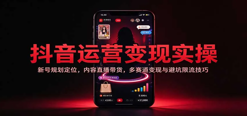 抖音运营变现实操:新号规划定位,内容直播带货,多赛道变现与避坑限流技巧-706资源网