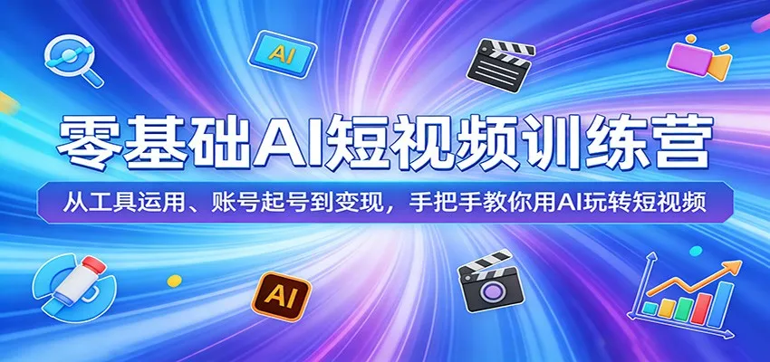 零基础AI短视频训练营：从工具运用、账号起号到变现，手把手教你用AI玩转短视频-706资源网
