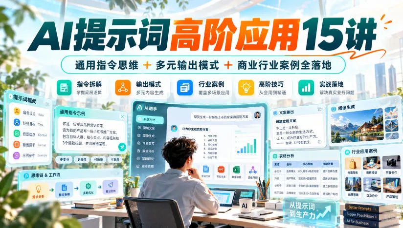 AI提示词高阶应用15讲｜通用指令思维+多元输出模式+商业行业案例全落地-706资源网