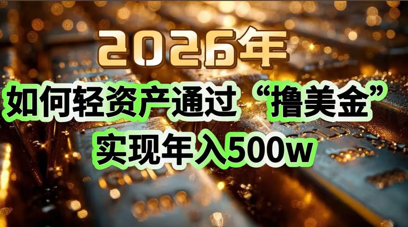 2026年如何轻资产通过“撸美金”实现年入500w-706资源网