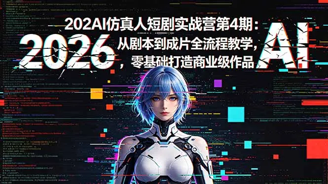 2026AI仿真人短剧实战营第4期:从剧本到成片全流程教学,零基础打造商业级作品-706资源网