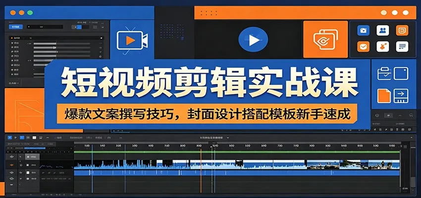 短视频剪辑实战课：爆款文案撰写技巧，封面设计搭配模板新手速成-706资源网