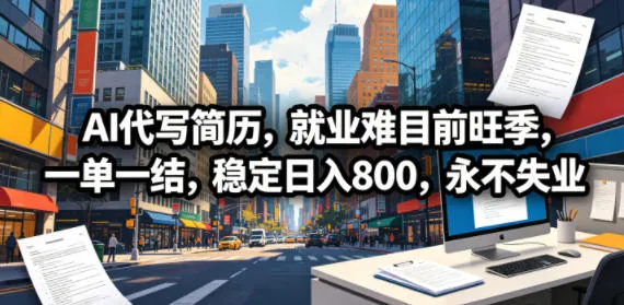AI代写简历，就业难目前旺季，一单一结，稳定日入800，永不失业-706资源网