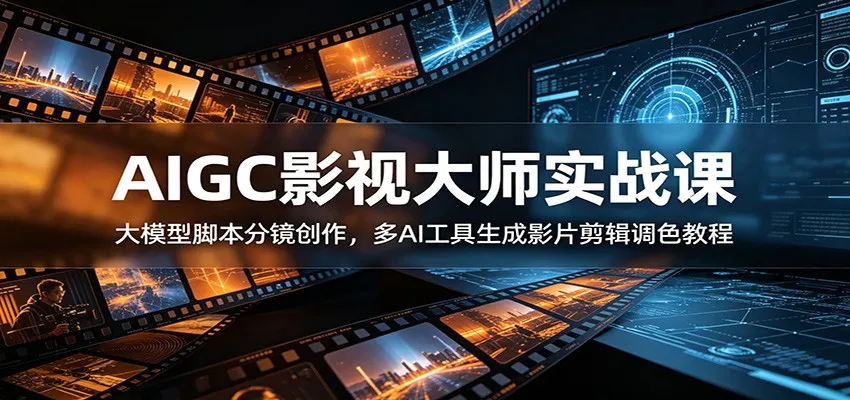 AIGC影视大师实战课：大模型脚本分镜创作，多AI工具生成影片剪辑调色教程-706资源网