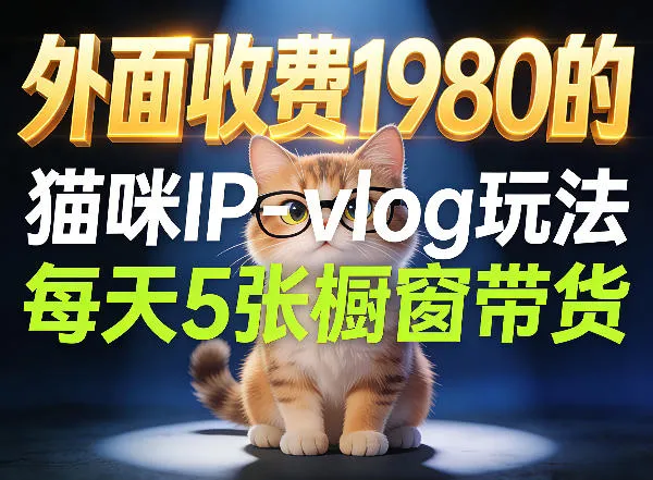 宠物赛道猫咪IP-vlog玩法，26条视频涨粉29W，每天5张橱窗带货拆解-706资源网