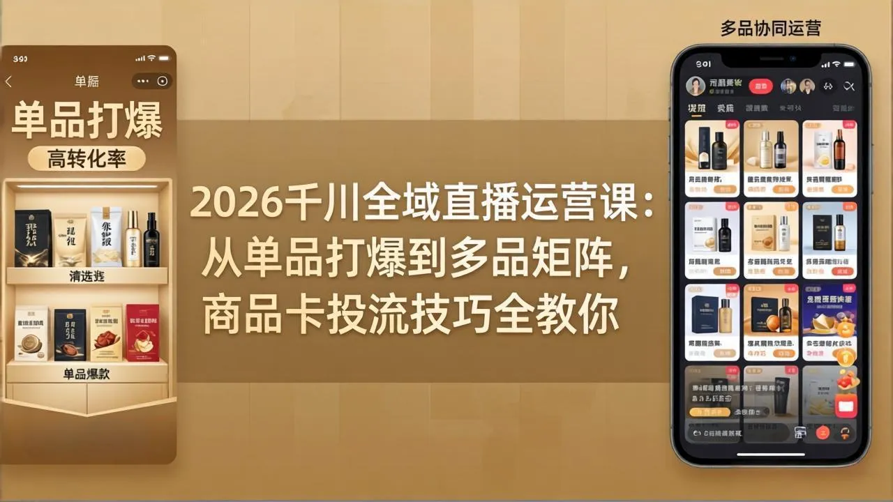 2026千川全域直播运营课：从单品打爆到多品矩阵，商品卡投流技巧全教你-706资源网