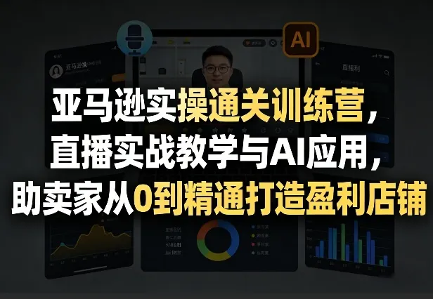 亚马逊实操通关训练营，直播实战教学与AI应用，助卖家从0到精通打造盈利店铺(更新3月)-706资源网
