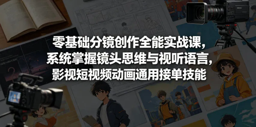 零基础分镜创作全能实战课，系统掌握镜头思维与视听语言，影视短视频动画通用接单技能-706资源网