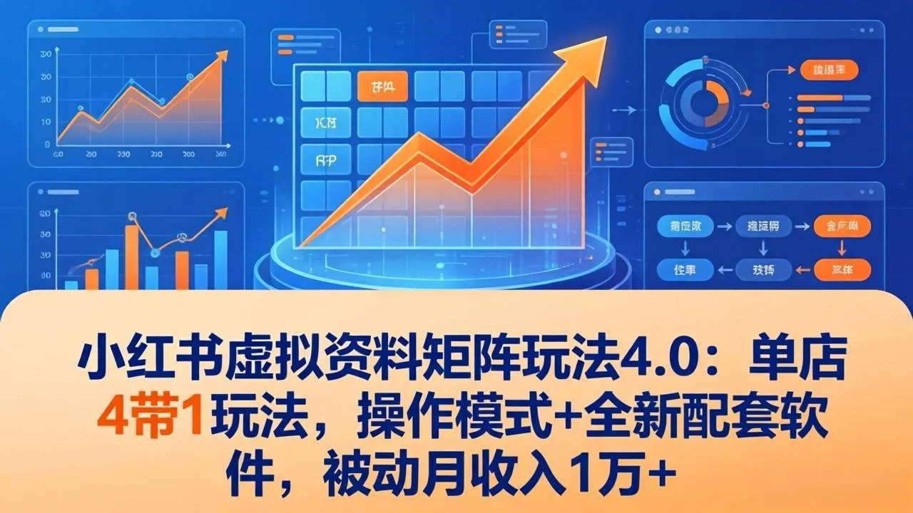 小红书虚拟资料矩阵玩法4.0:单店4带1玩法,操作模式+全新配套软件,被动月收入1万+-706资源网