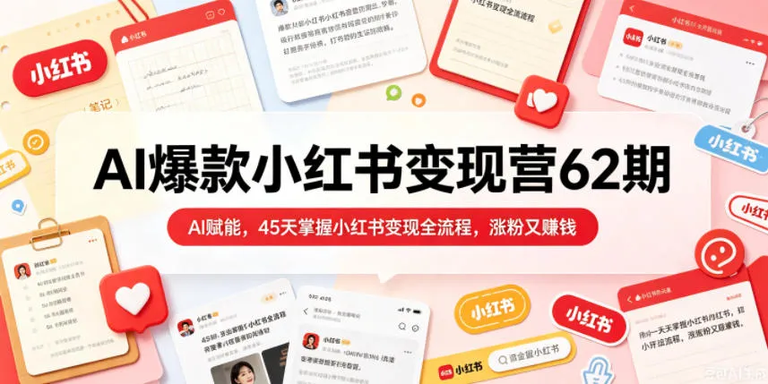 AI爆款小红书变现营62期2026年5月，AI赋能，45天掌握小红书变现全流程，涨粉又賺钱-706资源网
