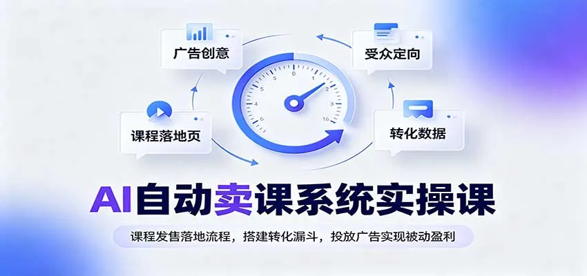AI自动卖课系统实操课:课程发售落地流程,搭建转化漏斗,投放广告实现被动盈利-706资源网