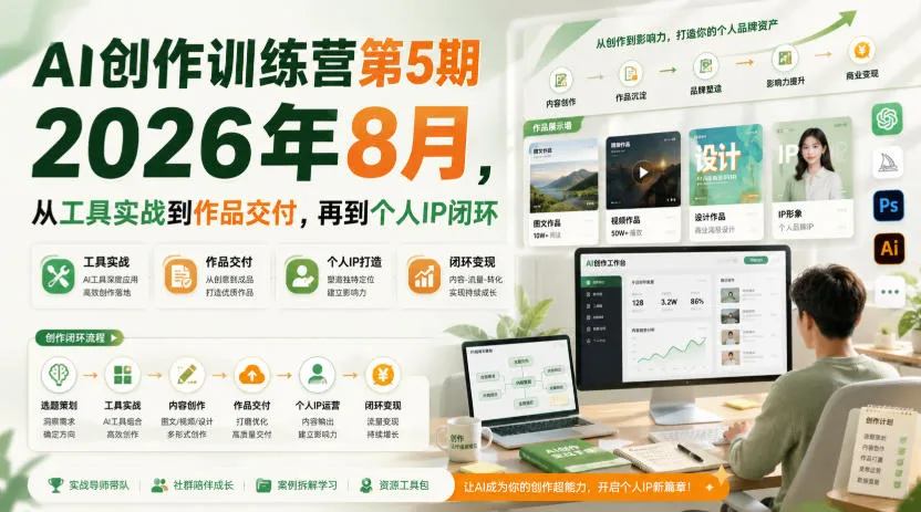 AI创作训练营第5期2026年8月,从工具实战到作品交付,再到个人IP闭环(更新0914)-706资源网