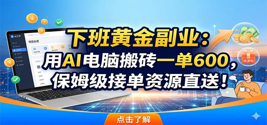 下班黄金副业：用AI电脑搬砖一单600，保姆级接单资源直送！-706资源网