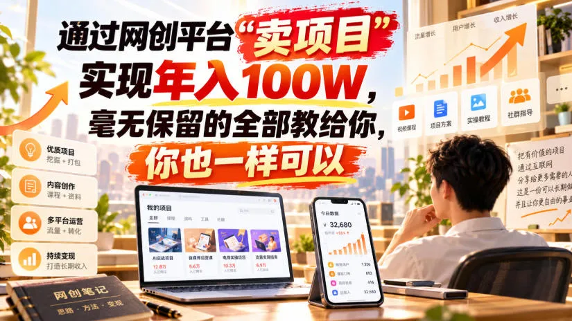 通过网创平台“卖项目”实现年入100W，毫无保留的全部教给你，你也一样可以！【揭秘】-706资源网