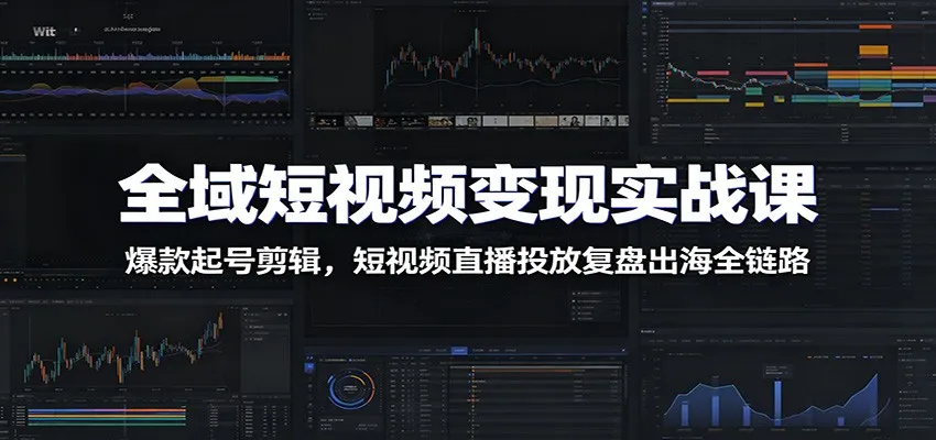 全域短视频变现实战课：爆款起号剪辑，短视频直播投放复盘出海全链路-706资源网