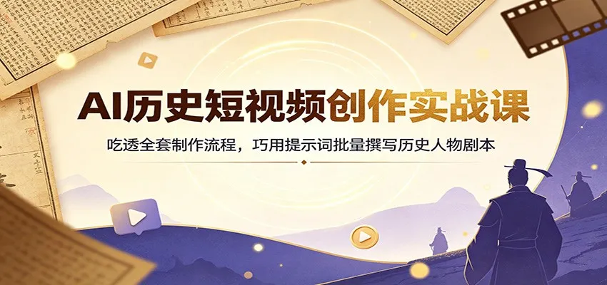 AI历史短视频创作实战课：吃透全套制作流程，巧用提示词批量撰写历史人物剧本-706资源网