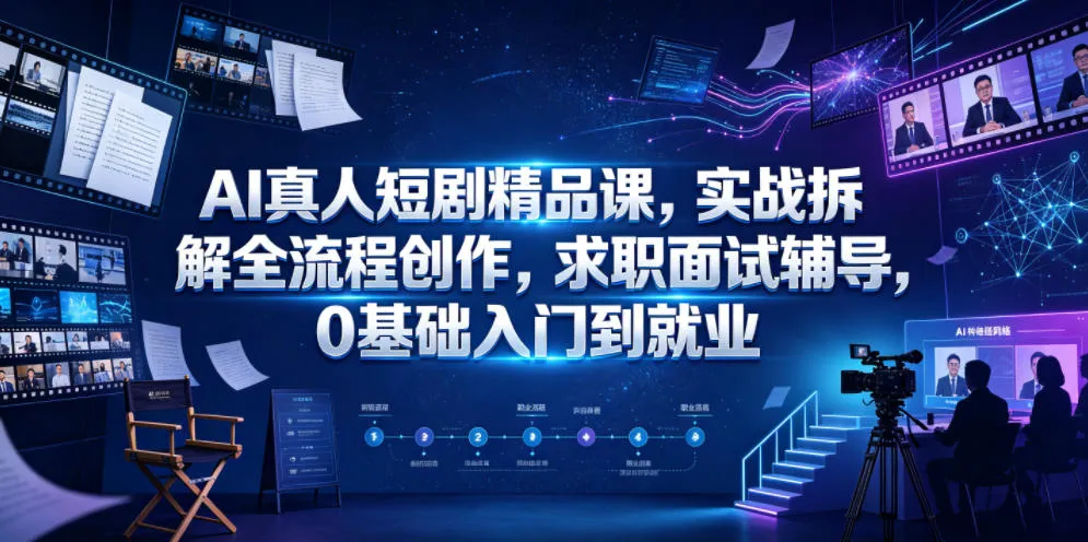 AI真人短剧精品课，实战拆解全流程创作，求职面试辅导，0基础入门到就业-706资源网