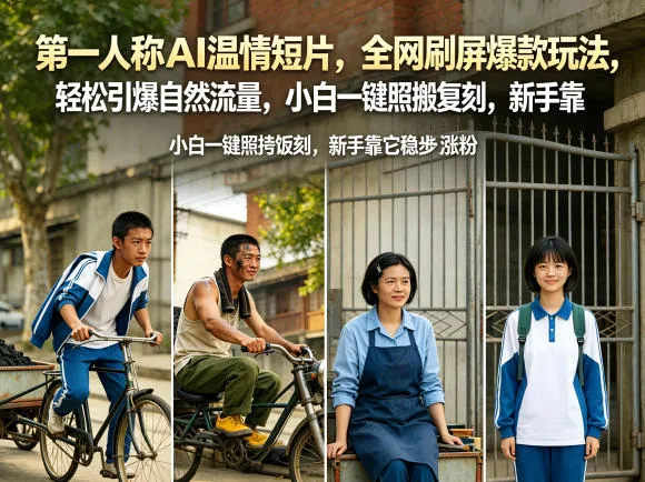 第一人称AI温情短片，全网刷屏爆款玩法，轻松引爆自然流量，小白一键照搬复刻，新手靠它稳步涨粉-706资源网