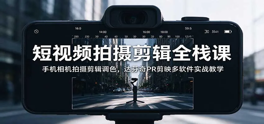 短视频拍摄剪辑全栈课：手机相机拍摄剪辑调色，达芬奇PR剪映多软件实战教学-706资源网