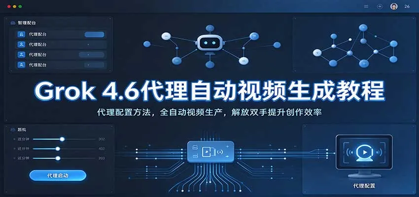 Grok 4.6代理自动视频生成教程:代理配置方法,全自动视频生产,解放双手提升创作效率-706资源网