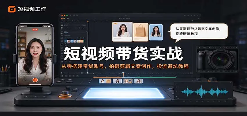 短视频带货实战:从零搭建带货账号,拍摄剪辑文案创作,投流避坑教程-706资源网