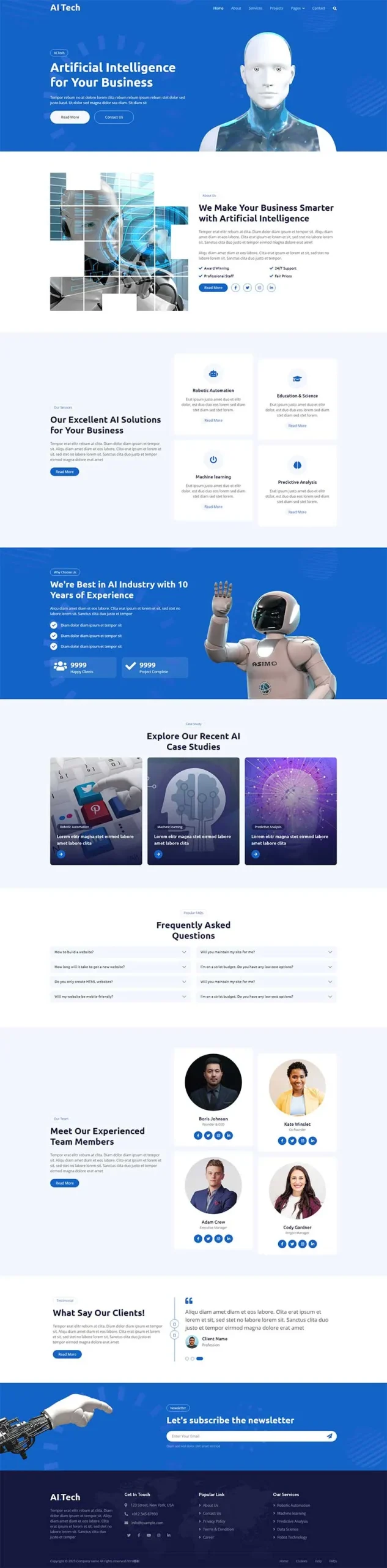蓝色人工智能科技公司html5模板-706资源网