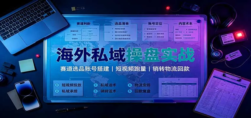 海外私域操盘实战：赛道选品账号搭建，短视频跑量，销转物流回款-706资源网