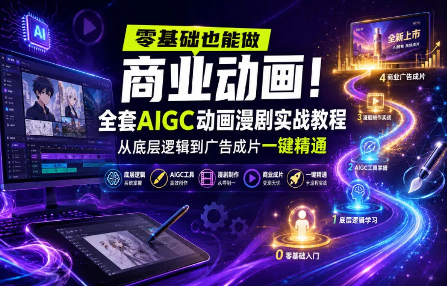 零基础也能做商业动画！全套AIGC动画漫剧实战教程，从底层逻辑到广告成片一键精通（更新0905）-706资源网