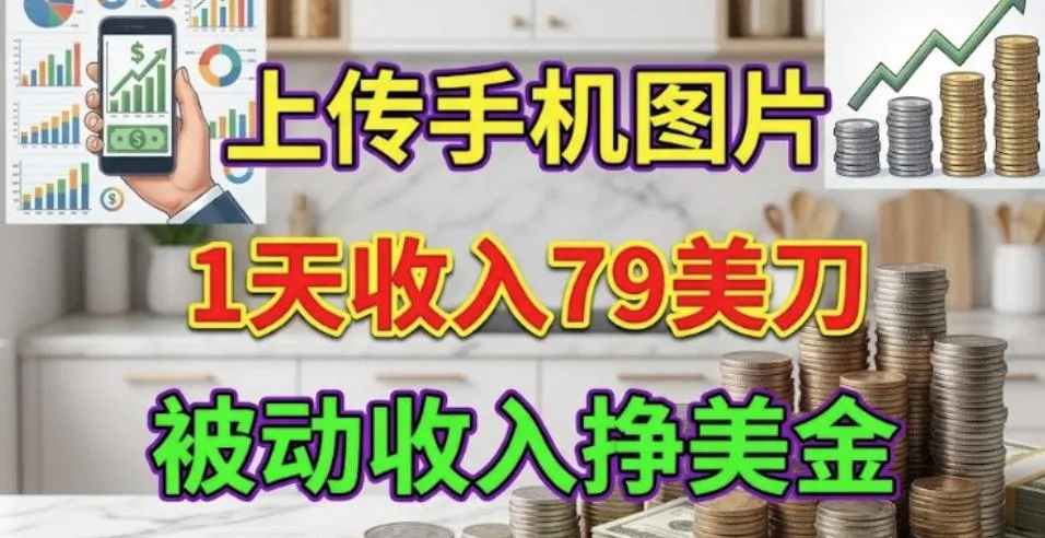 上传手机图片，1天收入79刀，被动收入挣美刀-706资源网