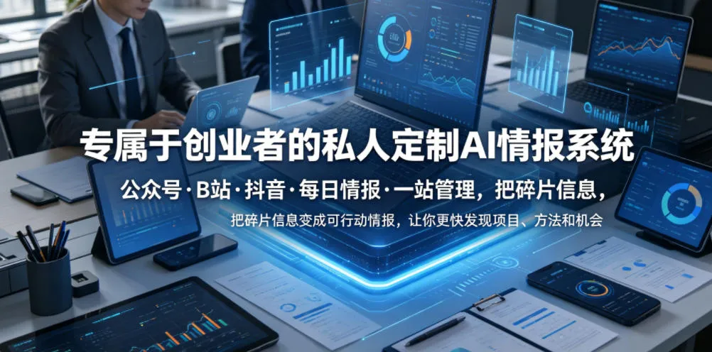 专属于创业者的私人定制AI情报系统，公众号·B站·抖音·每日情报·一站管理，把碎片信息变成可行动情报，让你更快发现项目、方法和机会-706资源网