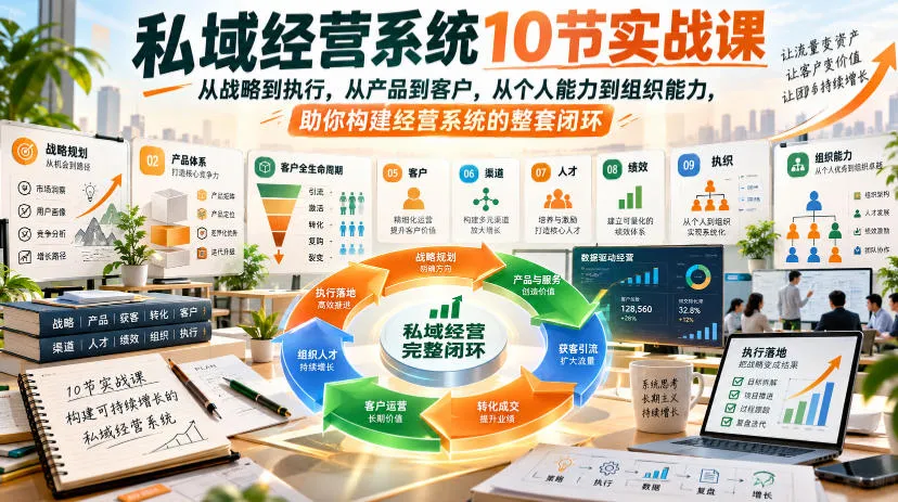 私域经营系统10节实战课，从战略到执行，从产品到客户，从个人能力到组织能力，助你构建经营系统的整套闭环（完整）-706资源网