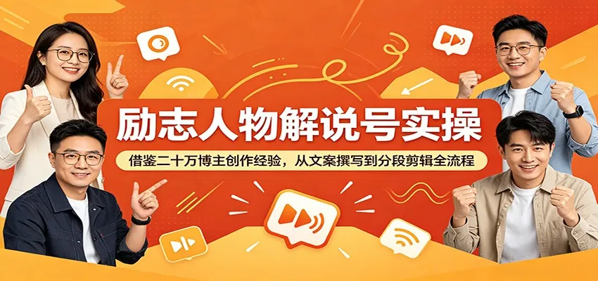 励志人物解说号实操：借鉴二十万博主创作经验，从文案撰写到分段剪辑全流程-706资源网