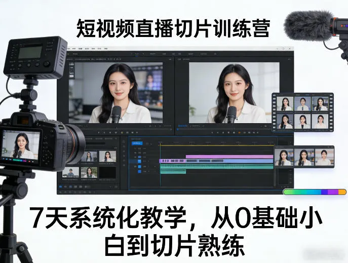 短视频直播切片训练营，7天系统化教学，从0基础小白到切片熟练-706资源网