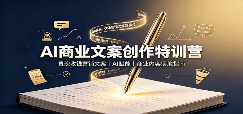 AI商业文案创作特训营：灵魂收钱营销文案，AI赋能，商业内容落地指南-706资源网