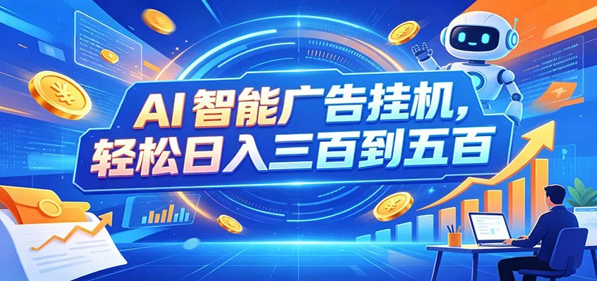 AI智能广告挂机，24小时自动跑，日入300-500，新手零门槛-706资源网