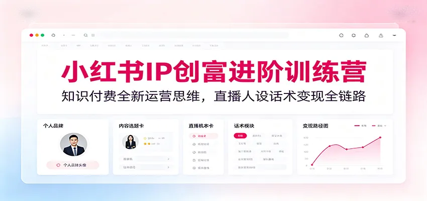 小红书IP创富进阶训练营：知识付费全新运营思维，直播人设话术变现全链路-706资源网