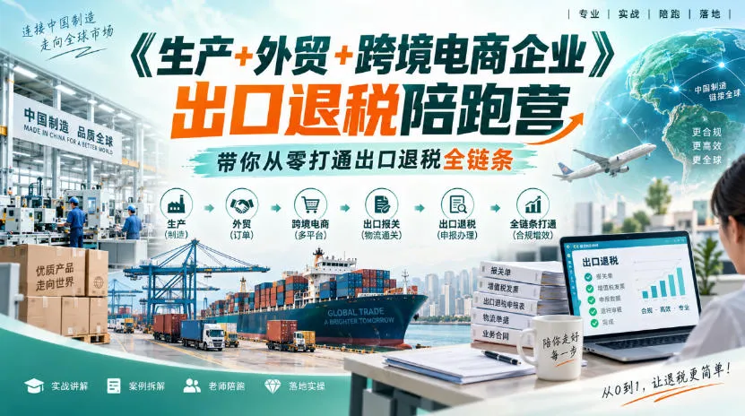 《生产+外贸+跨境电商企业》出口退税陪跑营，带你从零打通出口退税全链条-706资源网