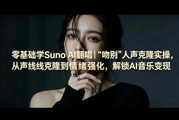 零基础学Suno AI翻唱｜《吻别》人声克隆实操，从声线克隆到情绪强化，解锁AI音乐变现-706资源网