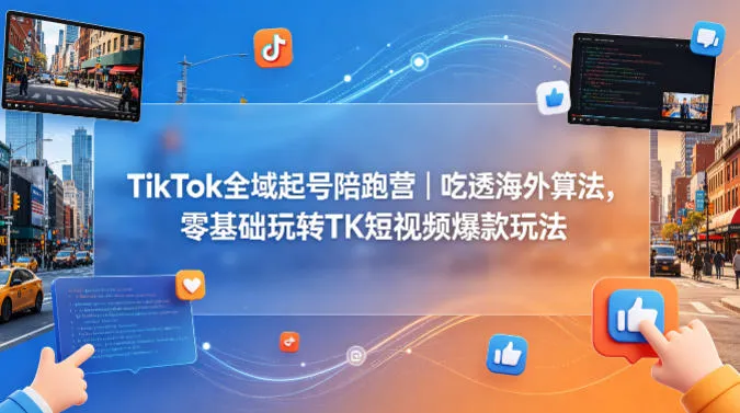 TikTok全域起号陪跑营｜吃透海外算法，零基础玩转TK短视频爆款玩法-706资源网