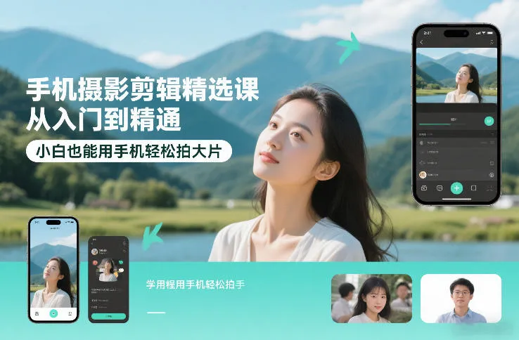 手机摄影剪辑精选课，从入门到精通，小白也能用手机轻松拍大片-706资源网